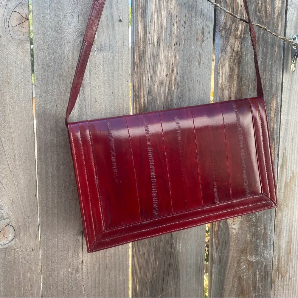 Vintage 1970's Eel Skin Hide and Chic Leather Shoulder Bag